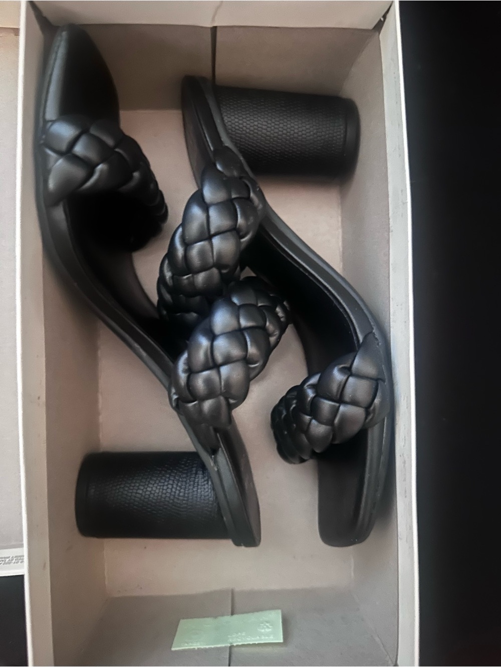 Black braided heels